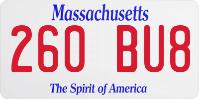 MA license plate 260BU8
