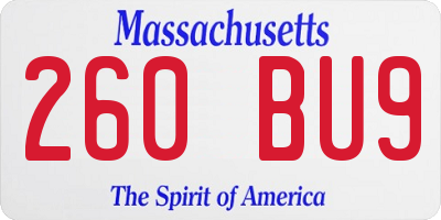 MA license plate 260BU9