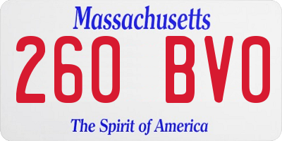 MA license plate 260BV0