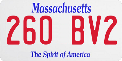 MA license plate 260BV2