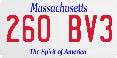 MA license plate 260BV3