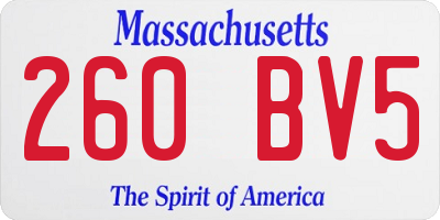 MA license plate 260BV5