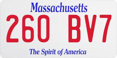 MA license plate 260BV7