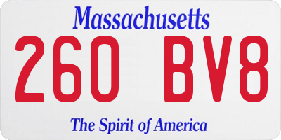 MA license plate 260BV8