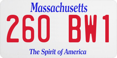 MA license plate 260BW1