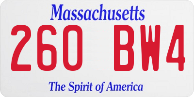 MA license plate 260BW4