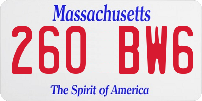 MA license plate 260BW6