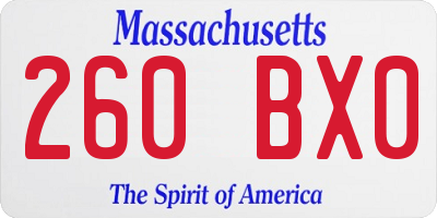 MA license plate 260BX0