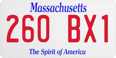 MA license plate 260BX1