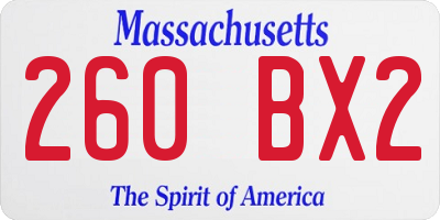 MA license plate 260BX2
