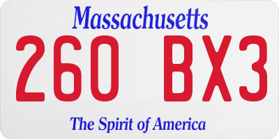 MA license plate 260BX3