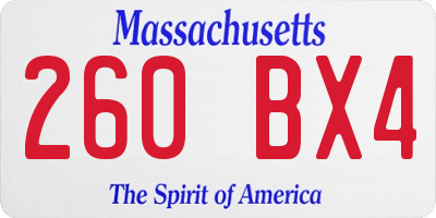 MA license plate 260BX4