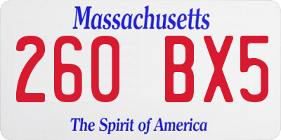 MA license plate 260BX5