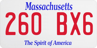 MA license plate 260BX6