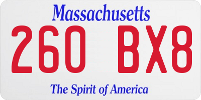MA license plate 260BX8