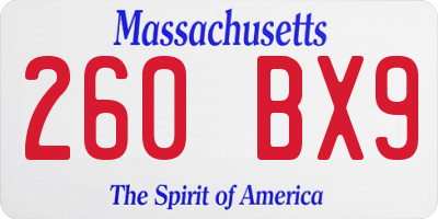 MA license plate 260BX9