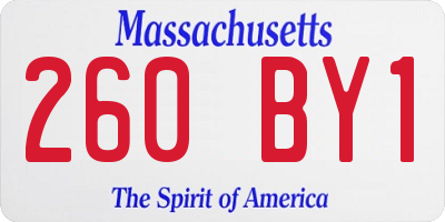 MA license plate 260BY1