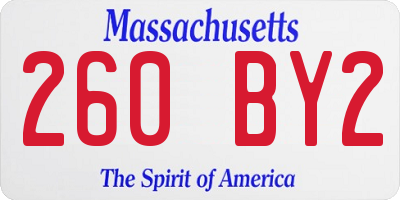MA license plate 260BY2