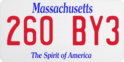 MA license plate 260BY3