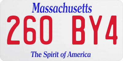 MA license plate 260BY4