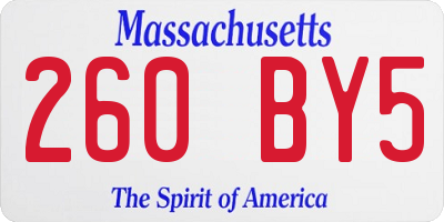 MA license plate 260BY5