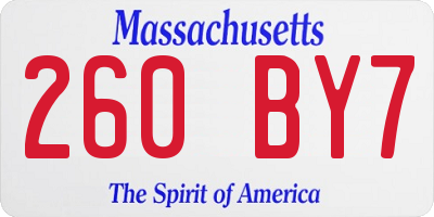 MA license plate 260BY7