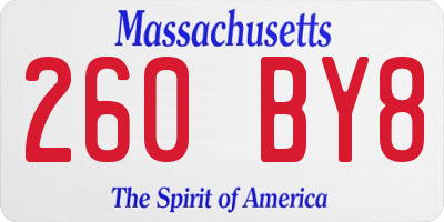MA license plate 260BY8