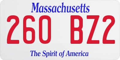 MA license plate 260BZ2