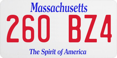 MA license plate 260BZ4