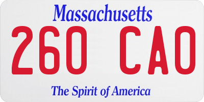 MA license plate 260CA0