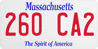 MA license plate 260CA2