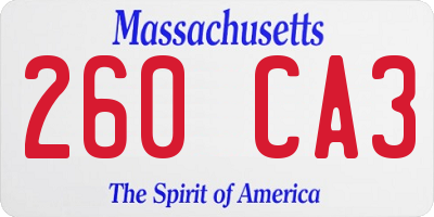 MA license plate 260CA3