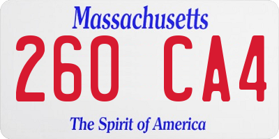 MA license plate 260CA4