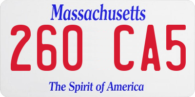 MA license plate 260CA5
