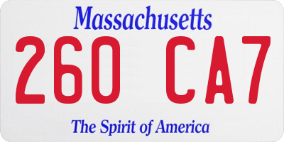 MA license plate 260CA7