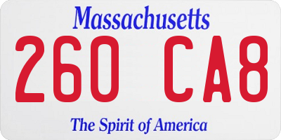 MA license plate 260CA8