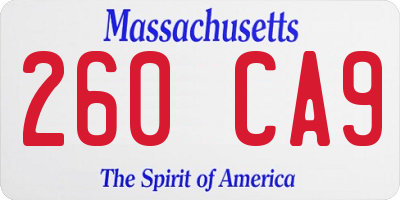 MA license plate 260CA9
