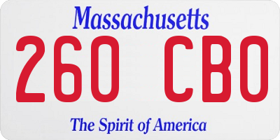 MA license plate 260CB0
