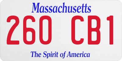 MA license plate 260CB1