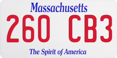 MA license plate 260CB3