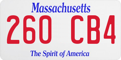 MA license plate 260CB4