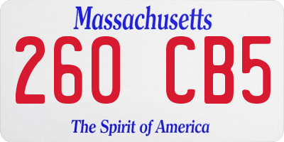 MA license plate 260CB5