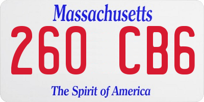 MA license plate 260CB6