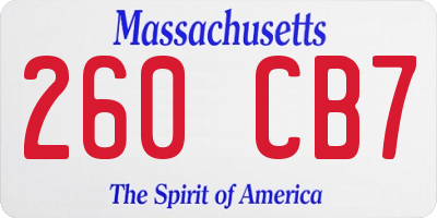 MA license plate 260CB7