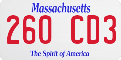 MA license plate 260CD3