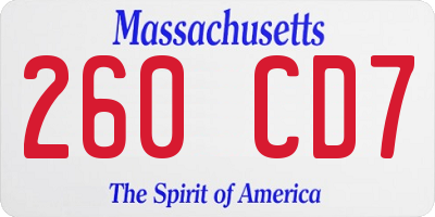 MA license plate 260CD7