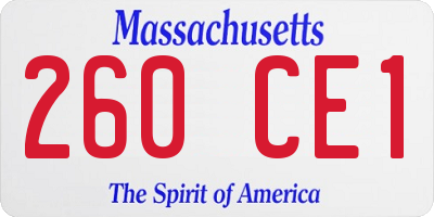 MA license plate 260CE1