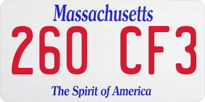 MA license plate 260CF3
