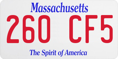 MA license plate 260CF5