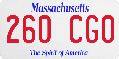 MA license plate 260CG0